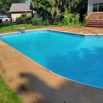 JGE Construction & Services - After pictures of cement pool skirt pressure wash cleaning with surface cleaner - Pressure Washers Near Me
