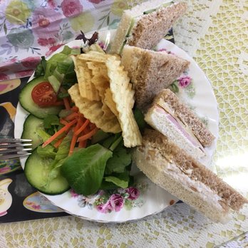 Pamela's - Salad with crisps and small sandwiches. - Tea Rooms Near Me - Huntington Beach, California Pamela's - Salad with crisps and small sandwiches. - Tea Rooms Near Me - Huntington Beach, California