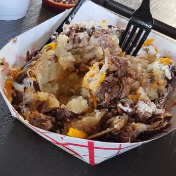 Massey’s BBQ - Massey's loaded baked potato with brisket. - Barbeque Near Me - Glen Rose, Texas Massey’s BBQ - Massey's loaded baked potato with brisket. - Barbeque Near Me - Glen Rose, Texas