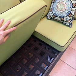 Hand Caning - Re-webbed frames on patio sectional :)