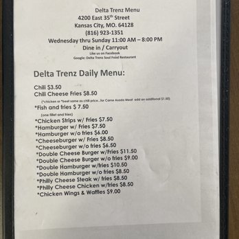 Delta Trenz - menu for delta trenz daily menu - Soul Food Near Me - Kansas City, Missouri Delta Trenz - menu for delta trenz daily menu - Soul Food Near Me - Kansas City, Missouri