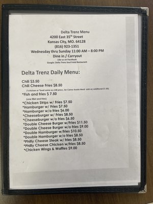 Menu photo 1 Delta Trenz Kansas City, MO Menu photo 1 Delta Trenz Kansas City, MO
