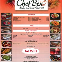 Chef Ben Sushi & Asian Express - Menu Page 1