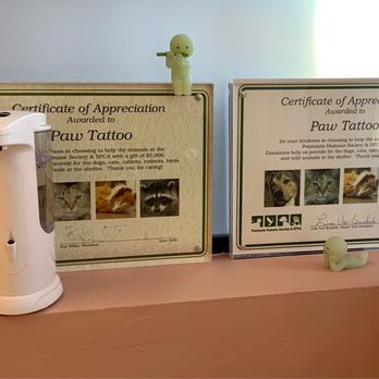 Paw Tattoo - A portion of her profits are donated to Peninsula Humane Society & SPCA - Tattoo Near Me - San Mateo, California Paw Tattoo - A portion of her profits are donated to Peninsula Humane Society & SPCA - Tattoo Near Me - San Mateo, California