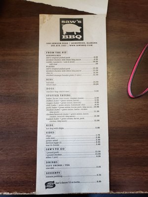 Menu photo 2 SAW's BBQ Homewood, AL