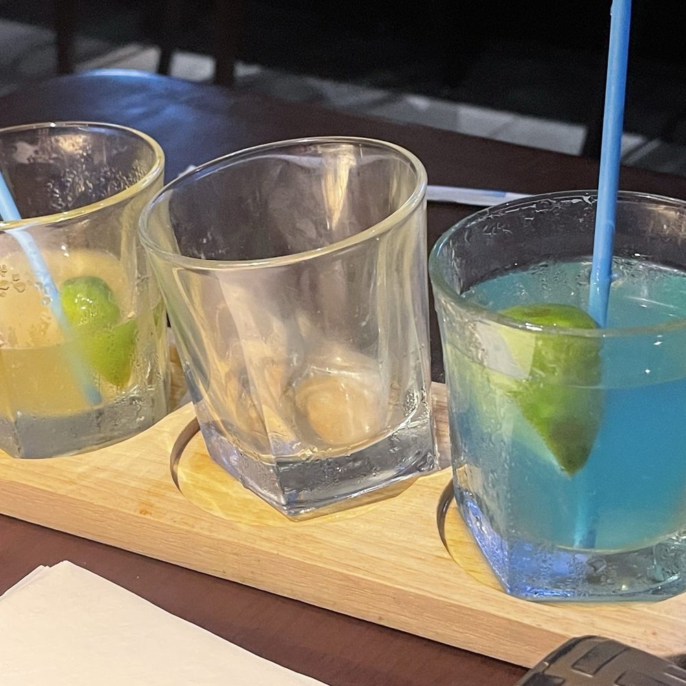 Margarita flight - As you can see only one of our three drinks was completed- just not tasty