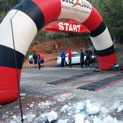 The Heavenly Half Marathon - The starting line, 5000 ft. up.  It's all downhill from here.