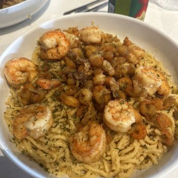 Crawfish Cafe - Garlic noodle with shrimp and crawfish. - Seafood Near Me - Houston, Texas