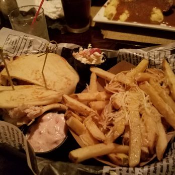 Rustic Loft - Turkey cranberry on nan bread with those fantastic garlic parmesan fries. - Pubs Near Me - Amsterdam, New York Rustic Loft - Turkey cranberry on nan bread with those fantastic garlic parmesan fries. - Pubs Near Me - Amsterdam, New York
