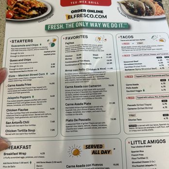 El Fresco - Menu - Mexican Near Me - Centreville, Virginia El Fresco - Menu - Mexican Near Me - Centreville, Virginia