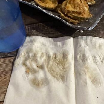 Hammers Pub and Grub - Greasy napkin from pickle chips - Pubs Near Me - Lake City, Michigan