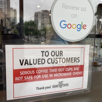 Serious Coffee - Do not reheat cups in microwave - Coffee & Tea Near Me - New Westminster, British Columbia Serious Coffee - Do not reheat cups in microwave - Coffee & Tea Near Me - New Westminster, British Columbia