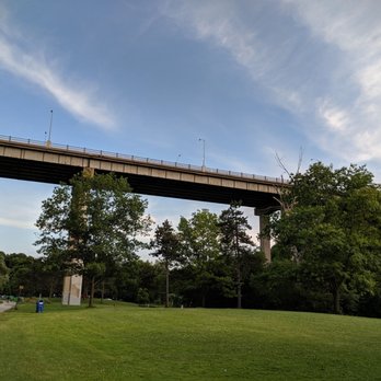 E.T. Seton Park - Along the path under Overlea Blvd (bridge up ahead). July 2019 - Parks Near Me - Toronto, Ontario