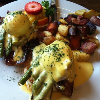 Sweet Maple - Asparagus Blackstone Benedict with Herb Roasted Potato Medley - American Near Me - San Francisco, California Sweet Maple - Asparagus Blackstone Benedict with Herb Roasted Potato Medley - American Near Me - San Francisco, California
