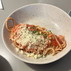 Dio Mio - Spaghetti ingredients, red sauce, Parmesan chives