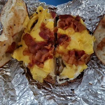 HG Bucks Bagels - Sad excuse for bacon. There were no slices of bacon like other photos show, I had bacon bits. - Bagels Near Me - Warminster, Pennsylvania