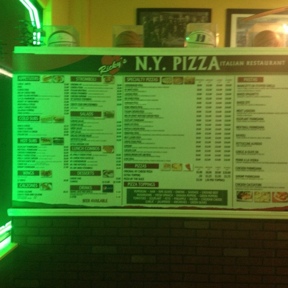 Ricky's NY Pizza - Menu board - Pizza Near Me - Durham, North Carolina Ricky's NY Pizza - Menu board - Pizza Near Me - Durham, North Carolina
