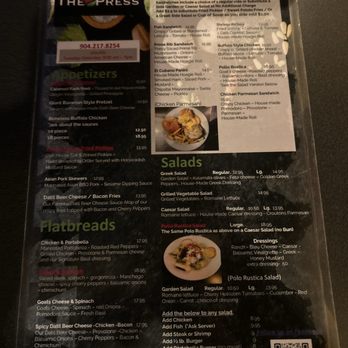 The Press - Main menu. They always have two specials also - Burgers Near Me - Saint Augustine, Florida The Press - Main menu. They always have two specials also - Burgers Near Me - Saint Augustine, Florida
