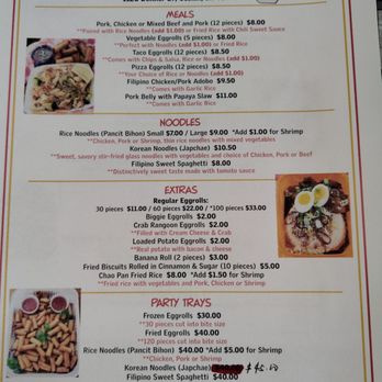 Egg Rolls And More - Menu - Filipino Near Me - Ossian, Indiana