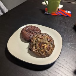 a plate of cookies and a cup of coffee