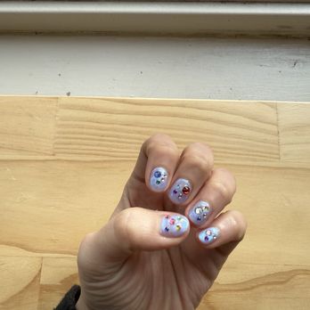 Blossom Nails Lounge - their sea shell gel color + rhinestones :) - Nail Salons Near Me - Oakland, California