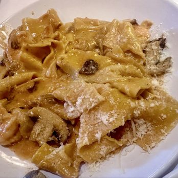 Ristorante Allegria - Half of the pappardelle, shrimp, and mushroom dish - Italian Near Me - Napa, California Ristorante Allegria - Half of the pappardelle, shrimp, and mushroom dish - Italian Near Me - Napa, California