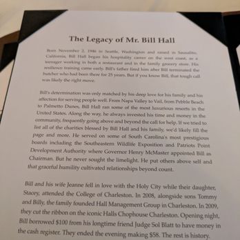 Halls Chophouse - The legacy of Bill Hall - Steakhouses Near Me - Charleston, South Carolina