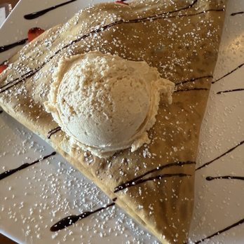 Cafe Hue - Nutella Crepe with strawberries topped with cookie butter gelato - Creperies Near Me - San Diego, California
