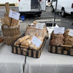 European Bread on display. My favorite, sourdough rye bread, is on the far right. It all tastes as good as it looks.