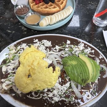 Tata's Cafe - This are the enfrijoladas which are filled with chicken :) - Breakfast & Brunch Near Me - Hawthorne, California
