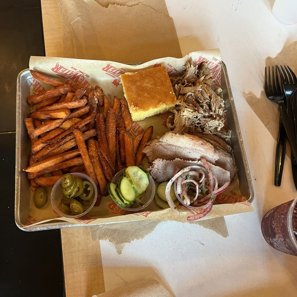 Firewater BBQ & Brew - Pulled pork, brisket, sweet potato fries & corn bread - Barbeque Near Me - Alsip, Illinois