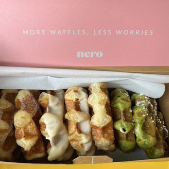 Nero Waffles - box of 7! vanilla custard, matcha, passionfruit & OG - Desserts Near Me - Vancouver, British Columbia Nero Waffles - box of 7! vanilla custard, matcha, passionfruit & OG - Desserts Near Me - Vancouver, British Columbia