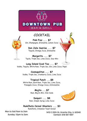 Menu photo 1 Downtown Pub Bar & Grill Granite City, IL Menu photo 1 Downtown Pub Bar & Grill Granite City, IL