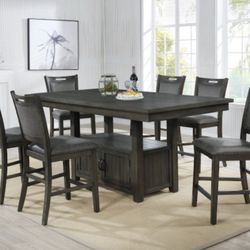 Roy's Enterprise - Weathered Gray Dining Room Set with storage space