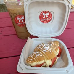 Edisto & Co - Strawberry Croissant and large iced caramel latte Iced Latte Croissant