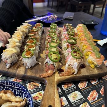 Sushi Okoku - Mango Tango Roll, Ex-Girlfriend Roll, Mexi-Cali Roll and other rolls that I don't know - Sushi Bars Near Me - Riverside, California Sushi Okoku - Mango Tango Roll, Ex-Girlfriend Roll, Mexi-Cali Roll and other rolls that I don't know - Sushi Bars Near Me - Riverside, California