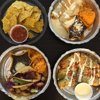 Cielo Mexican Restaurant - Clockwise from top right: steak chimichangas, chicken taquitos, tequila shrimp tacos, and chips & salsa - Mexican Near Me - Braintree, Massachusetts Cielo Mexican Restaurant - Clockwise from top right: steak chimichangas, chicken taquitos, tequila shrimp tacos, and chips & salsa - Mexican Near Me - Braintree, Massachusetts