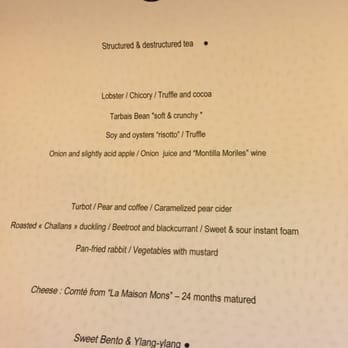 Sur Mesure - Our dining menu, which is a really nice touch. - French Near Me - Paris, 75