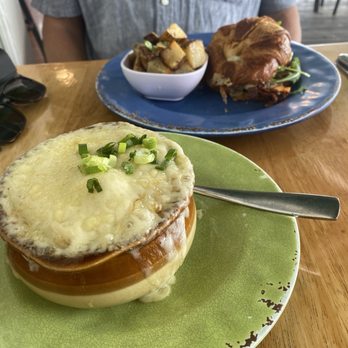 La Grignote - Blt croissant, side potatoes and French onion soup. BLT French Onion Soup - Bakeries Near Me - Key West, Florida