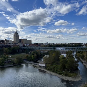 High Falls Terrace Park - View of river and gorge towards Pont de Rennes bridge - Parks Near Me - Rochester, New York