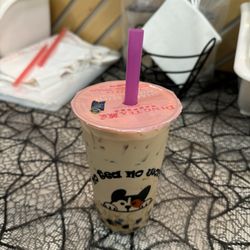 Dinh Tea Oak Park - decorated for halloween - brown sugar milk tea with boba