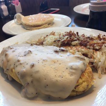 Stacks Pancake House & Grill - Biscuit Omelette with Pancakes! - American Near Me - Plainfield, Indiana