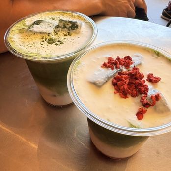 Immersion Coffee - matcha with vanilla foam and strawberry matcha - Coffee & Tea Near Me - San Diego, California Immersion Coffee - matcha with vanilla foam and strawberry matcha - Coffee & Tea Near Me - San Diego, California