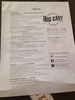 Menu photo 2 The Big Easy Sandwich Upland,, CA