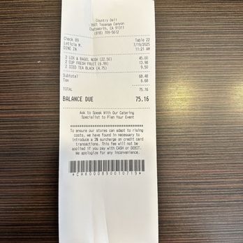 The Country Deli - $7 extra for each tiny bowl of fruit - Delis Near Me - Chatsworth, California