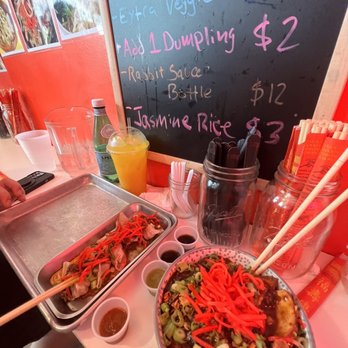 Lucky Rabbit Noodles - VEGAN Fried Spiced Tofu & Rice Plate House Dumpling 4ea. Pineapple Fizz drink - Asian Fusion Near Me - Brooklyn, New York Lucky Rabbit Noodles - VEGAN Fried Spiced Tofu & Rice Plate House Dumpling 4ea. Pineapple Fizz drink - Asian Fusion Near Me - Brooklyn, New York