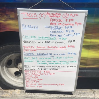 Beach Bites - a menu on the side of a bus - Food Trucks Near Me - Key West, Florida Beach Bites - a menu on the side of a bus - Food Trucks Near Me - Key West, Florida