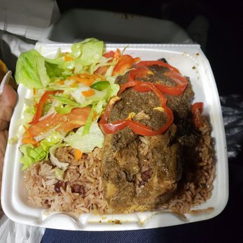 St. Best Jerk Spot - Jerk salmon steak with rice and peas - Caribbean Near Me - Queens Village, New York St. Best Jerk Spot - Jerk salmon steak with rice and peas - Caribbean Near Me - Queens Village, New York