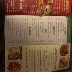 Han's Ii Chinese Carry Out - Menu as of 09/2025