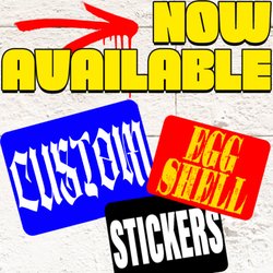 Custom printed eggshell stickers now available.